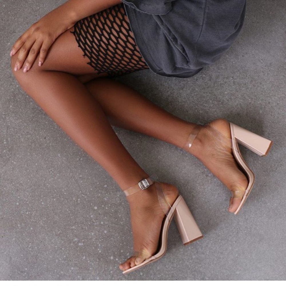 PUBLIC DESIRE CHARLOTTE NUDE/CLEAR HIGH HEELS